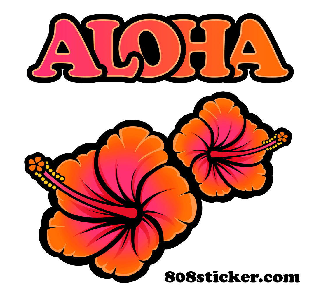 Aloha & Orange Hibiscus Duo Sticker sheet