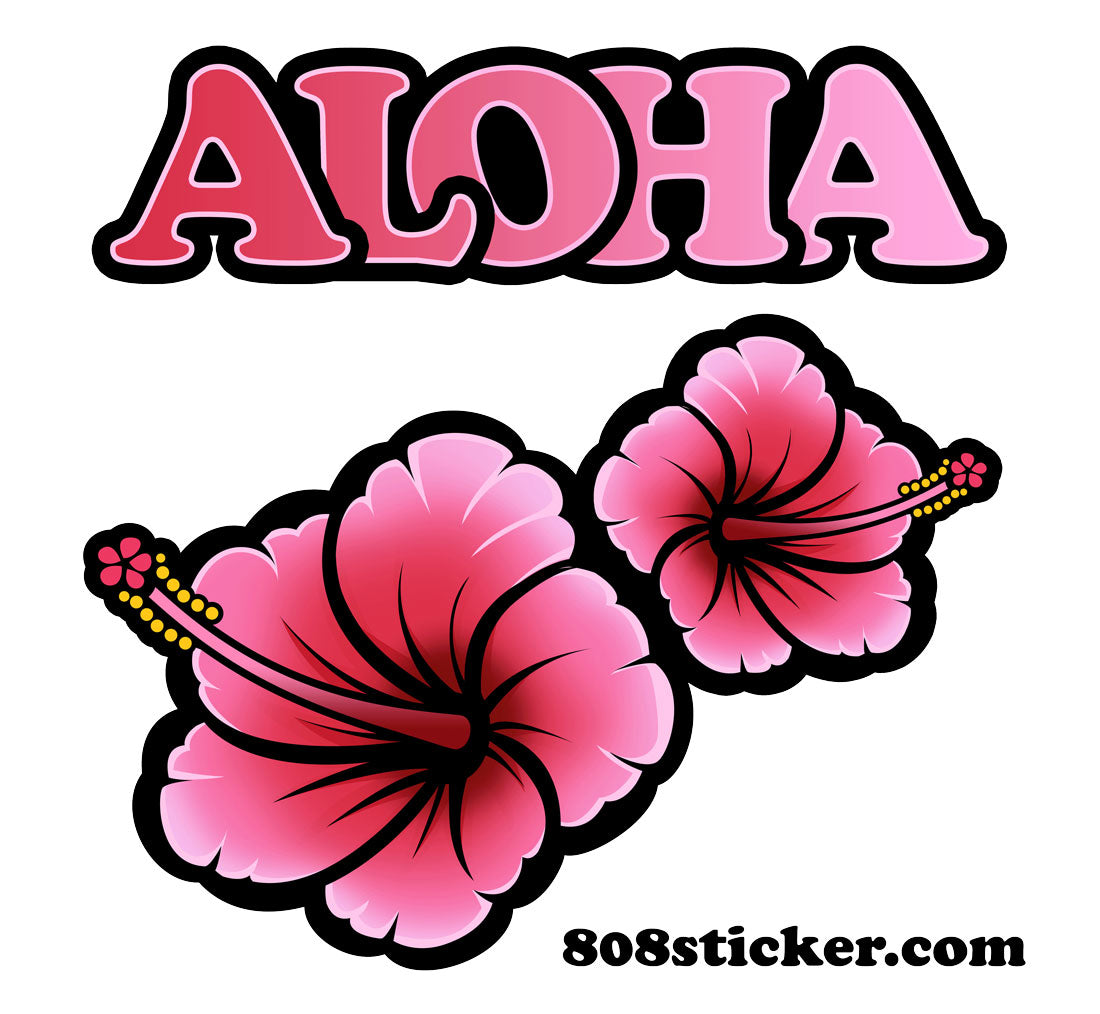 Aloha & Pink Hibiscus Duo Sticker sheet