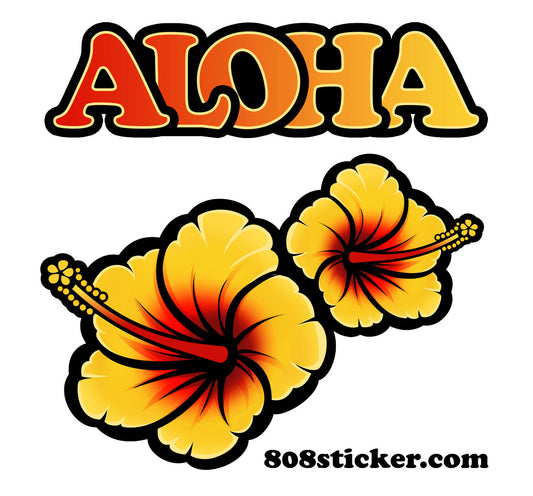 Aloha & Yellow Hibiscus Duo Sticker sheet