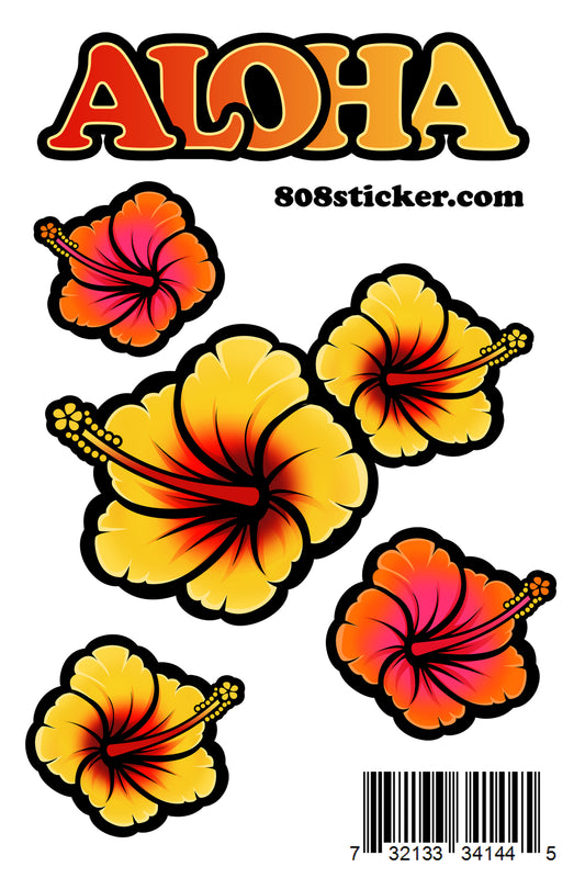 Hibiscus Sticker Sheet - 5 stickers